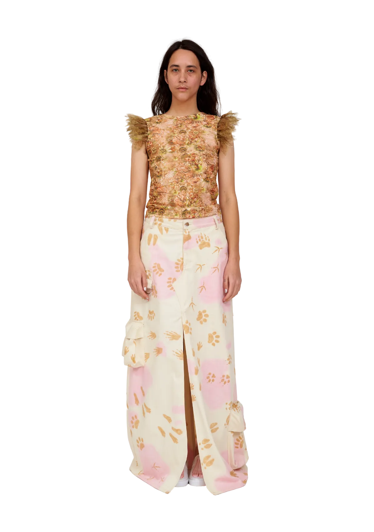 BEIGE PAWS STOMP SKIRT