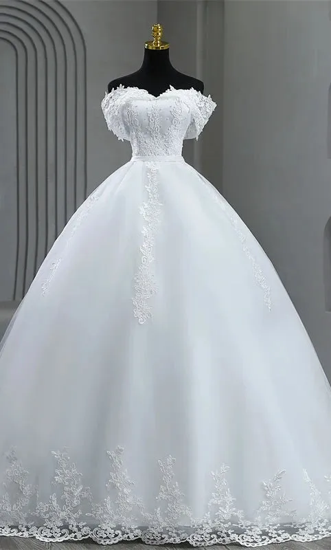 Plus Size White Wedding Dresses Off The Shoulder Wedding Gowns Elegant
