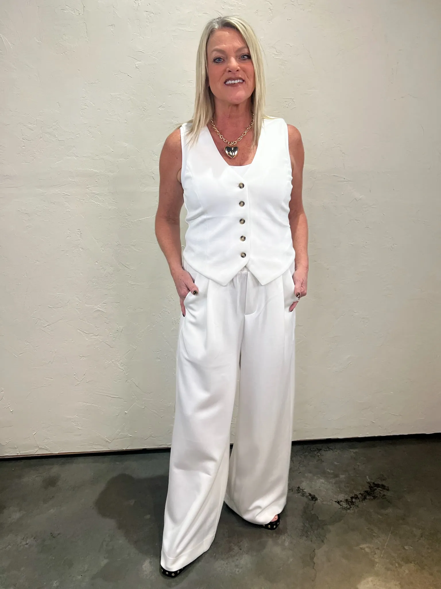 Street Chic Sweat Vest - White