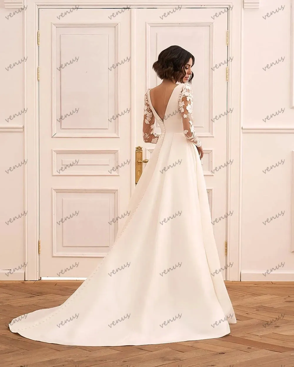 Wedding Dresses For Women A-Line Satin Bridal Gowns